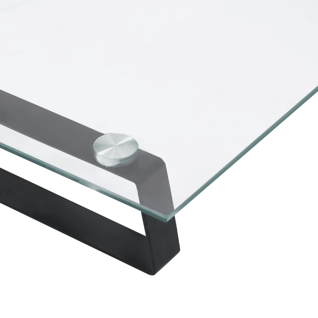 vidaXL Podstawka pod monitor, czarna, 60x35x8cm, szkło hartowane metal