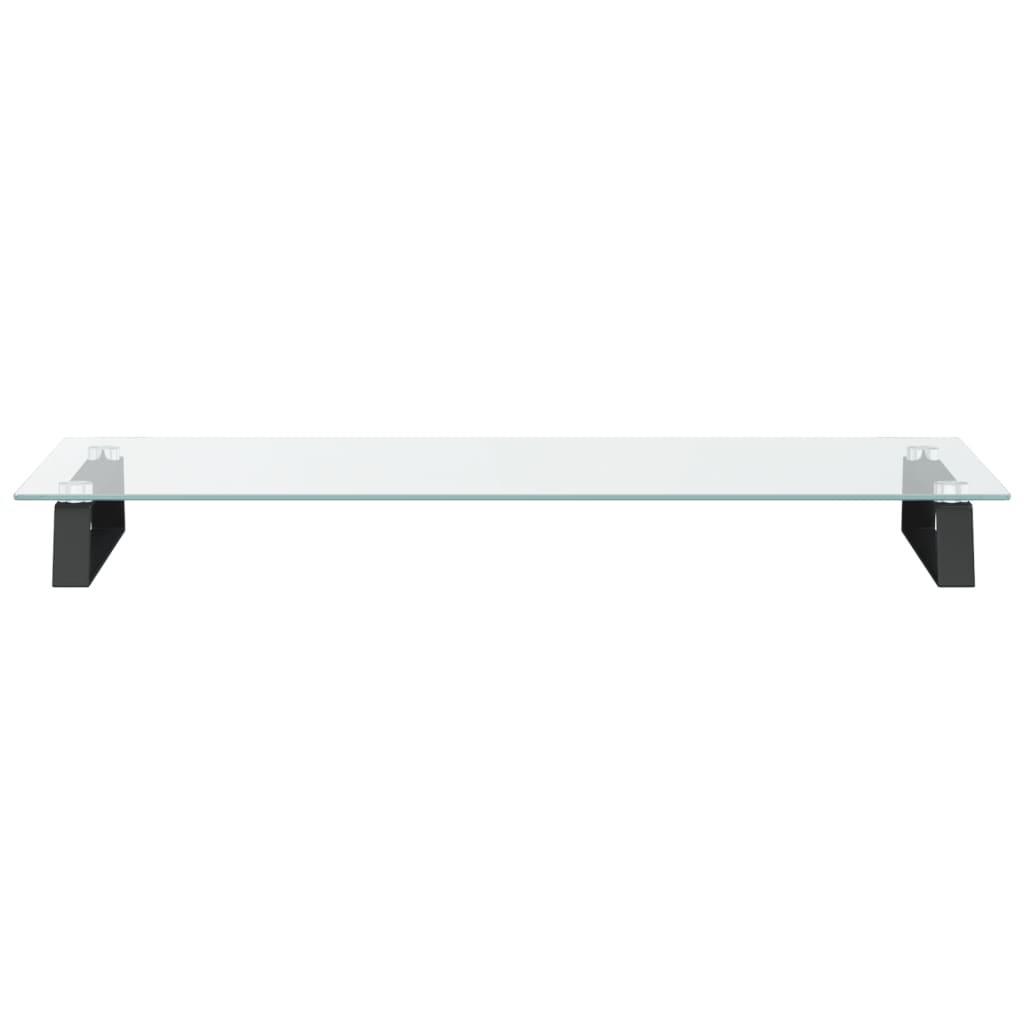 vidaXL Podstawka pod monitor, czarna, 80x35x8cm, szkło hartowane metal