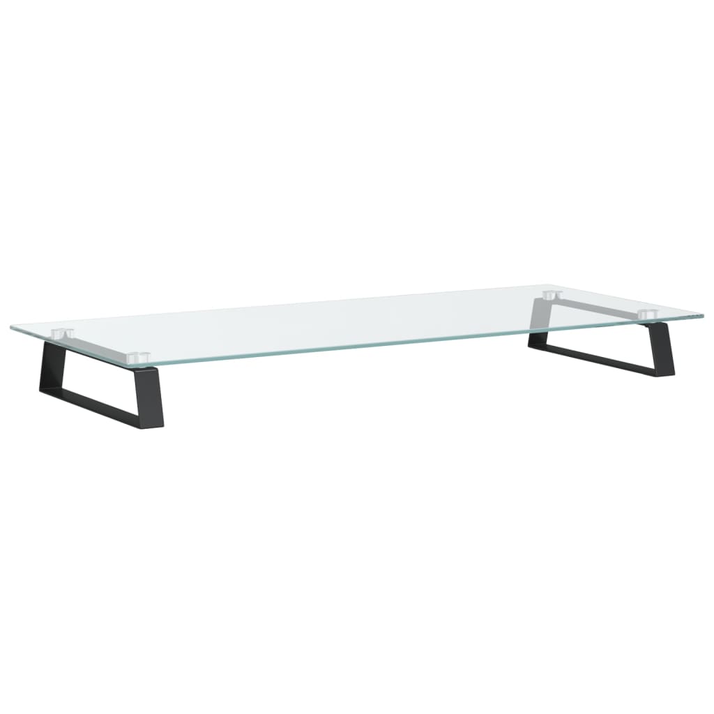 vidaXL Podstawka pod monitor, czarna, 80x35x8cm, szkło hartowane metal
