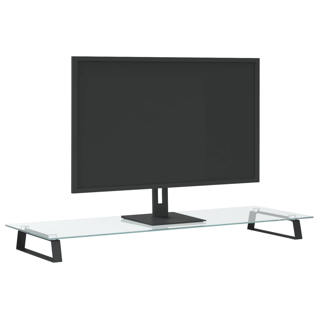 vidaXL Podstawka pod monitor, czarna, 100x35x8cm szkło hartowane metal