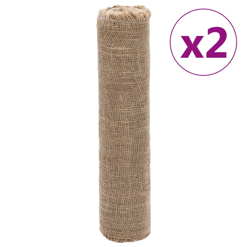 vidaXL Tkanina jutowa, 2 rolki, 0,5x50 m, 100% juta, 200 g/m²