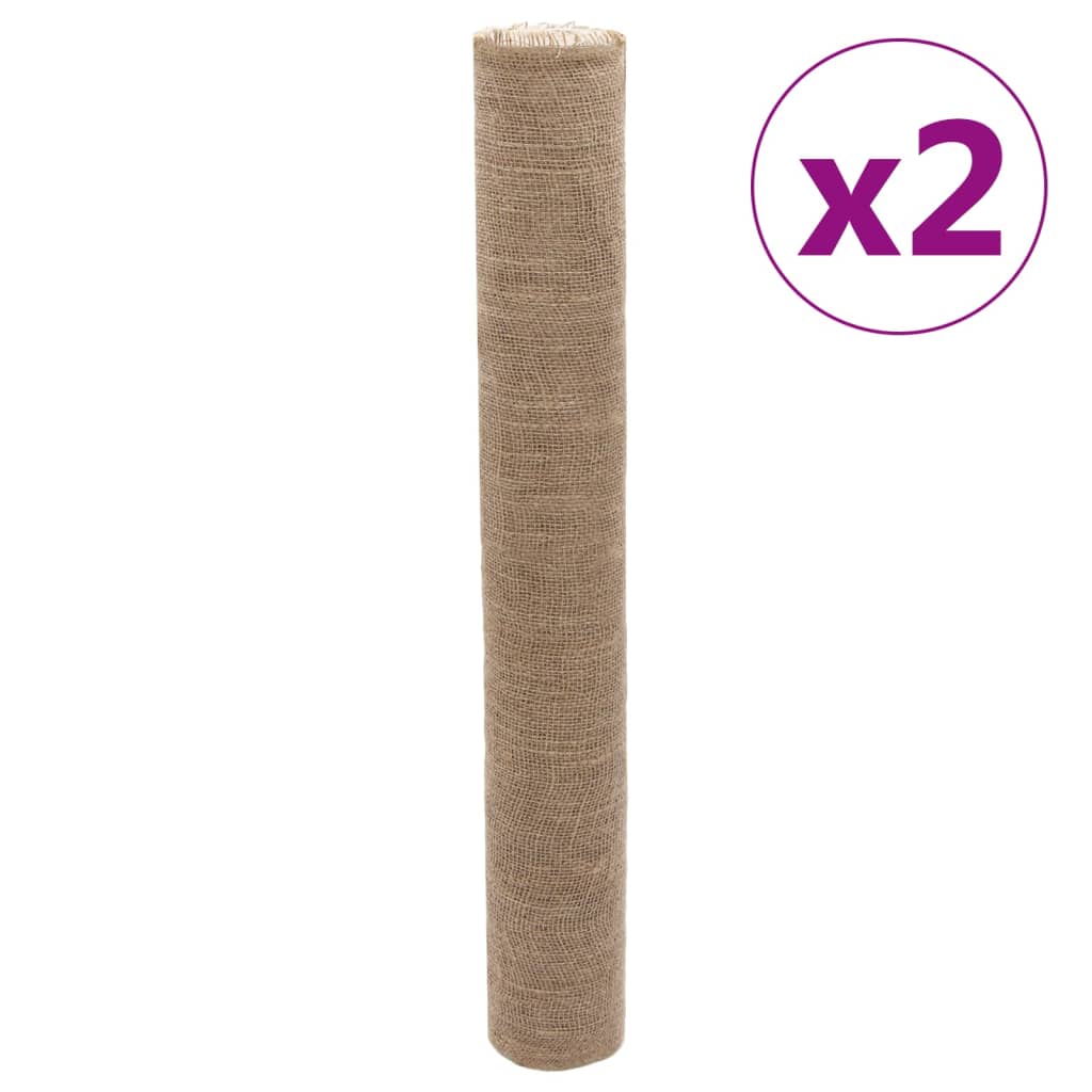 vidaXL Tkanina jutowa, 2 rolki, 1x50 m, 100% juta, 200 g/m²