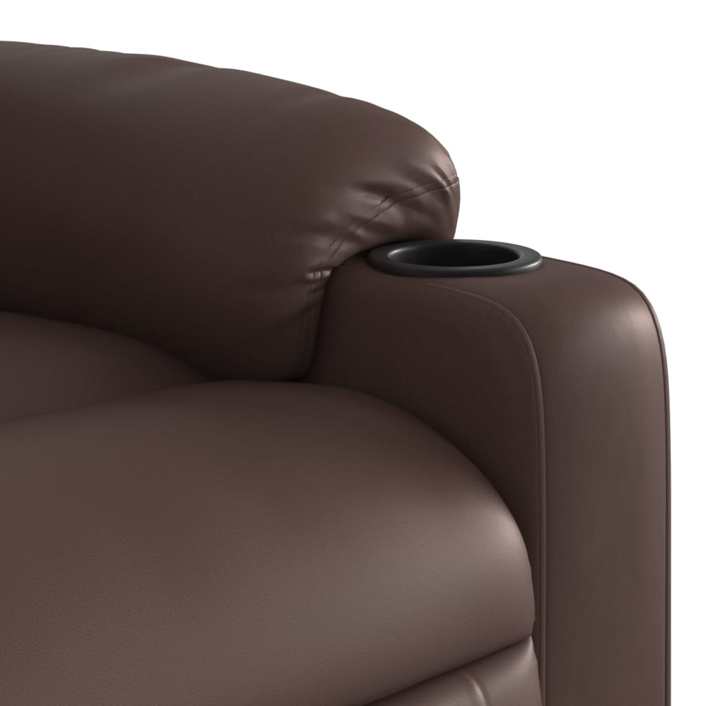 vidaXL Rozkładany fotel masujący, elektryczny, brązowy, sztuczna skóra