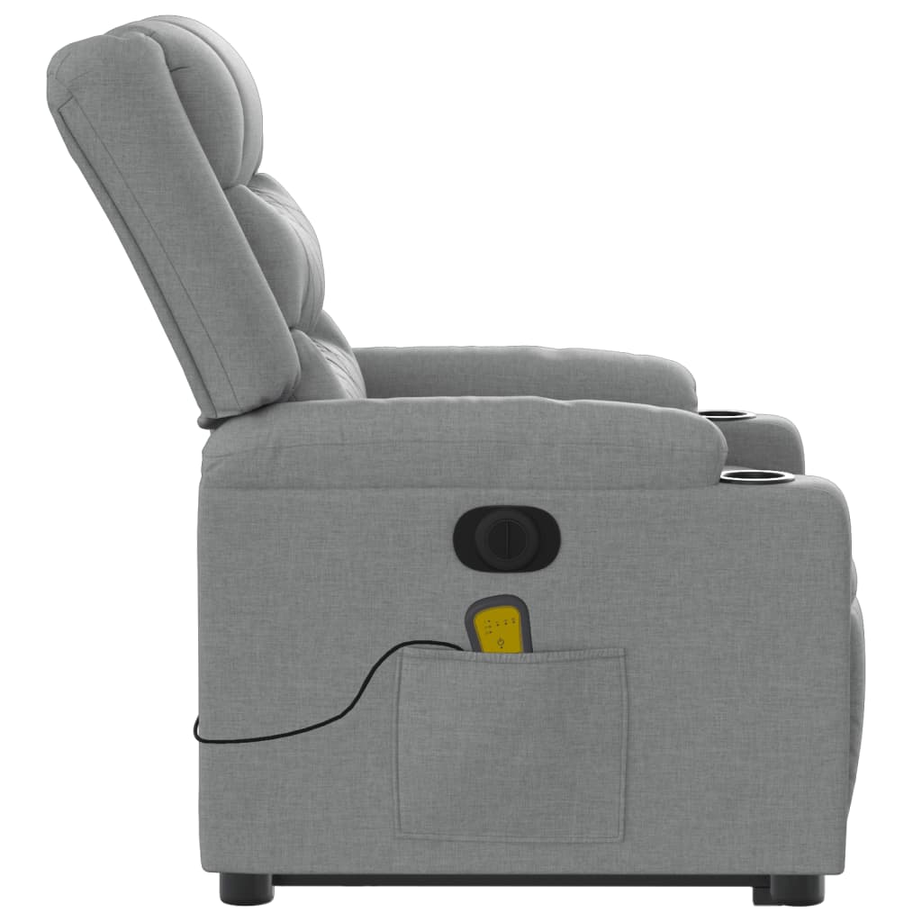 vidaXL Podnoszony fotel masujący, elektryczny, rozkładany, jasnoszary