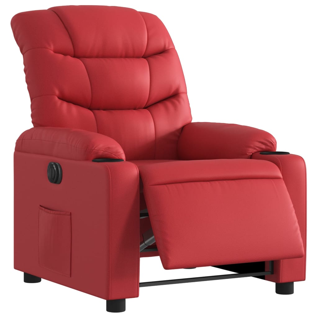 vidaXL Elektryczny fotel rozkładany, czerwony, obity sztuczną skórą