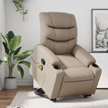 vidaXL Podnoszony fotel masujący, rozkładany, cappuccino, ekoskóra