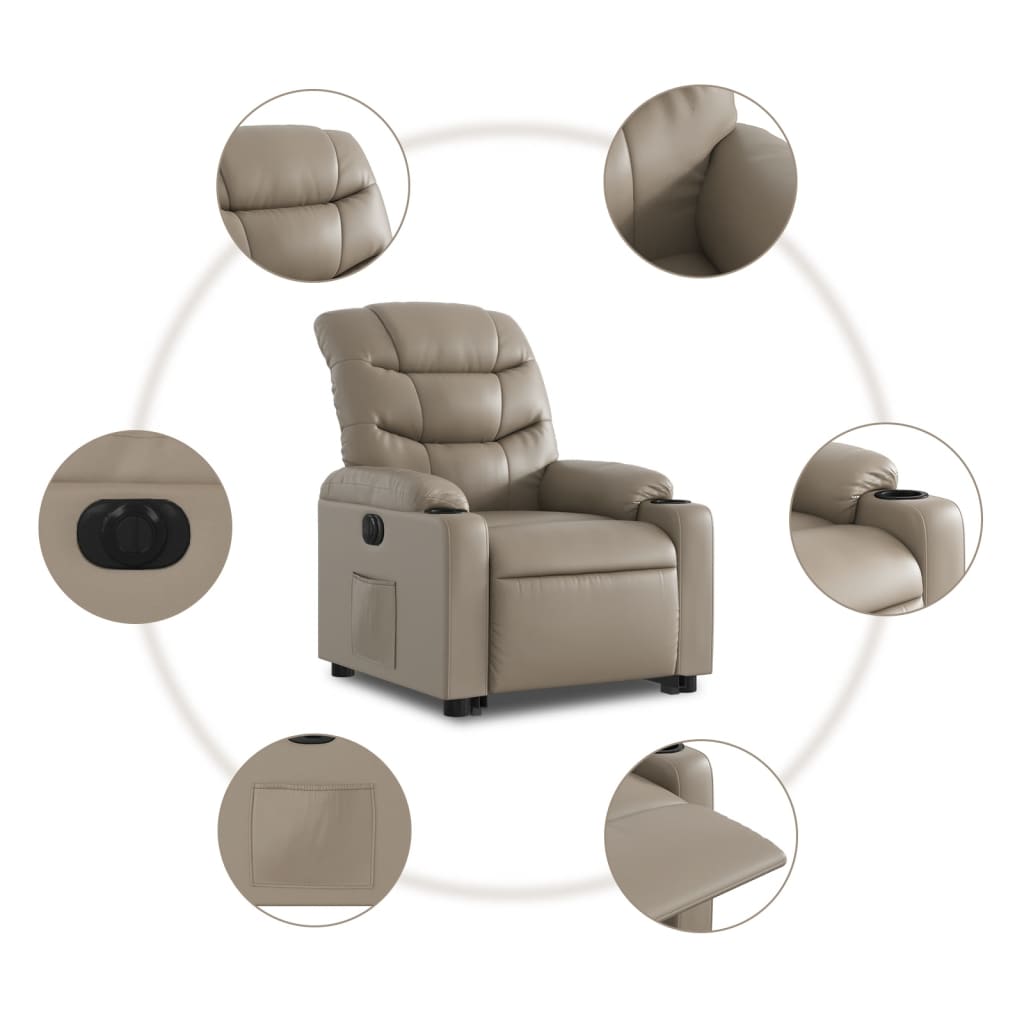 vidaXL Rozkładany fotel pionizujący, elektryczny, cappuccino, ekoskóra