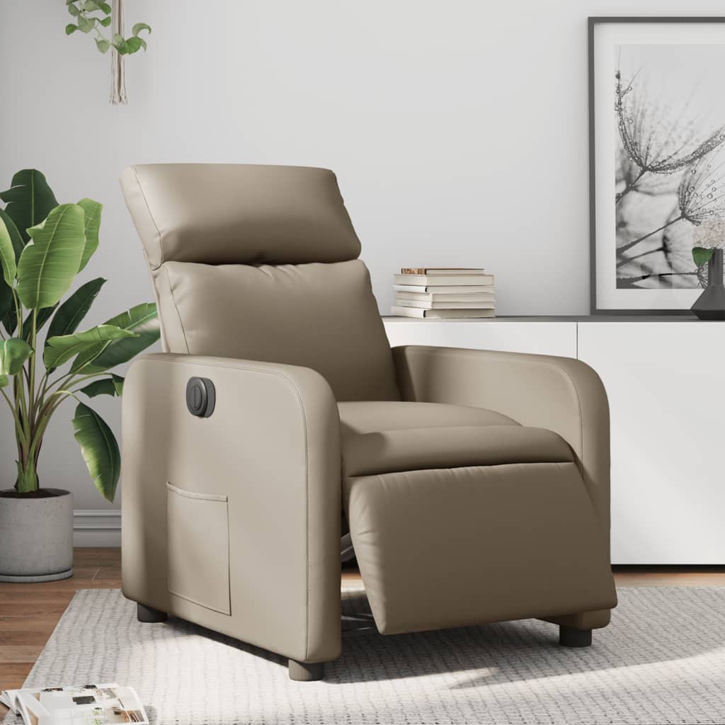 vidaXL Elektryczny fotel rozkładany, cappuccino, obity sztuczną skórą