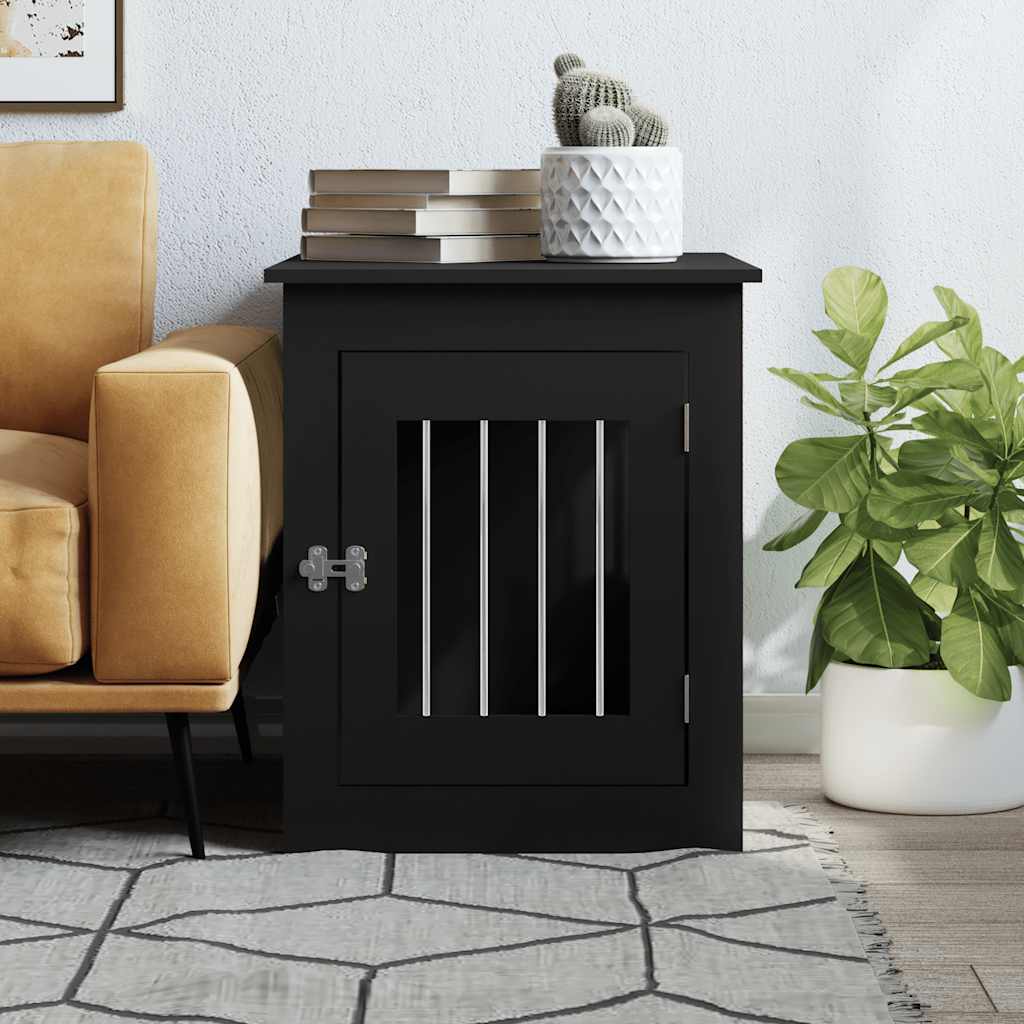 vidaXL Kojec dla psa, czarny, 55x75x65 cm, materiał drewnopochodny