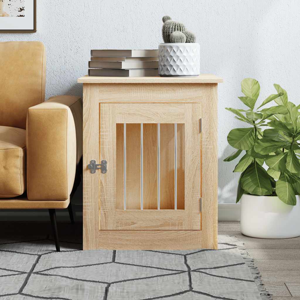 vidaXL Kojec dla psa, dąb sonoma, 55x75x65 cm, materiał drewnopochodny