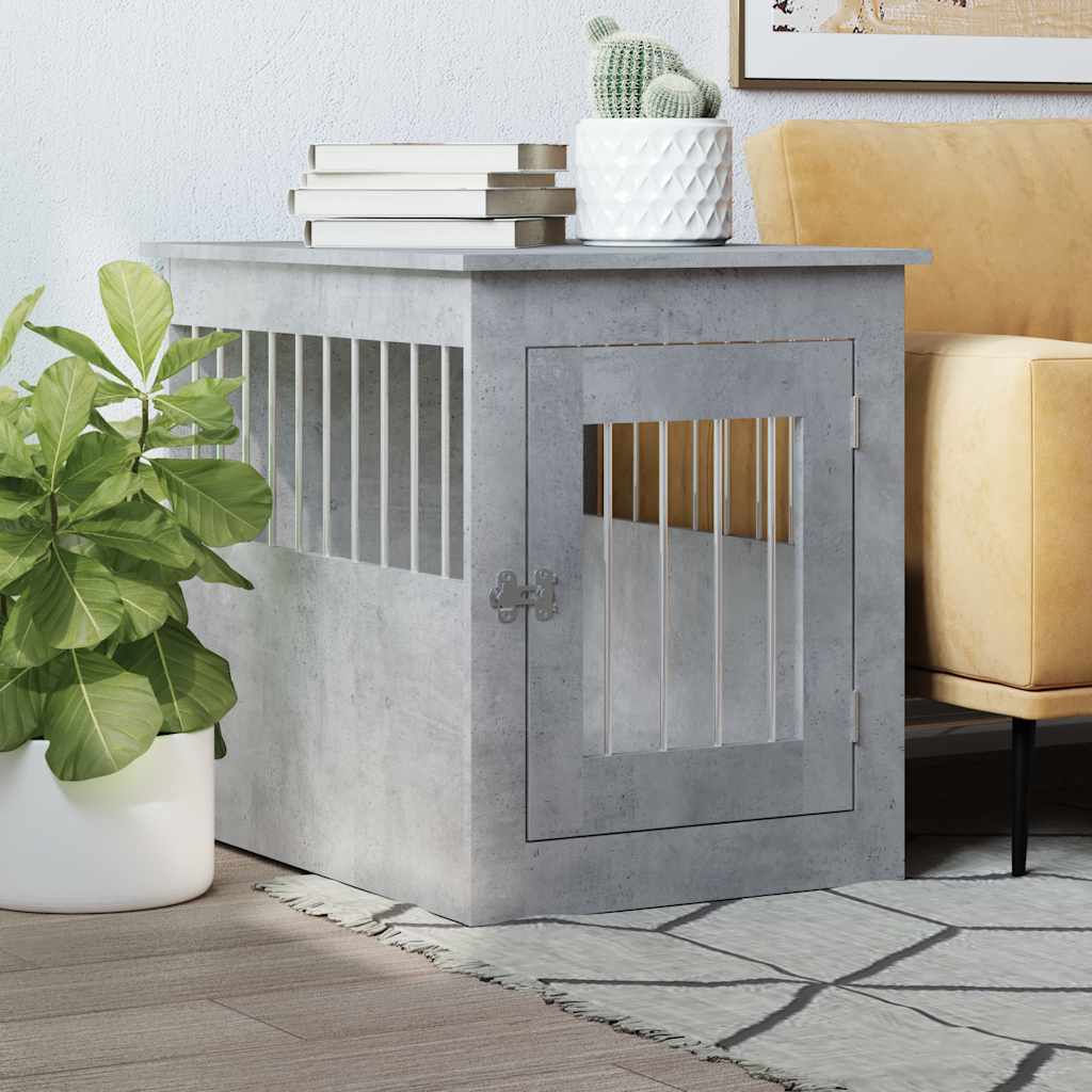 vidaXL Kojec dla psa, szary beton 55x75x65 cm, materiał drewnopochodny