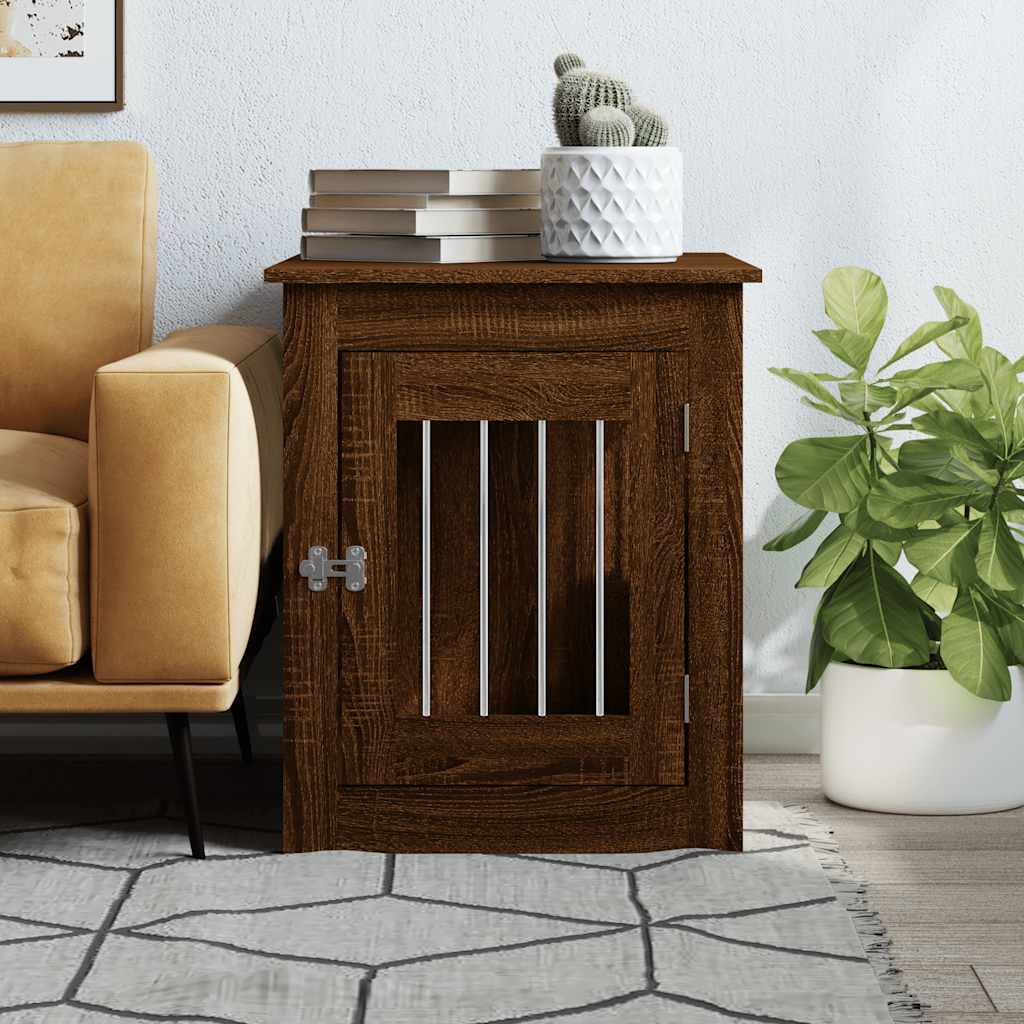 vidaXL Kojec dla psa, brązowy dąb, 55x75x65cm, materiał drewnopochodny