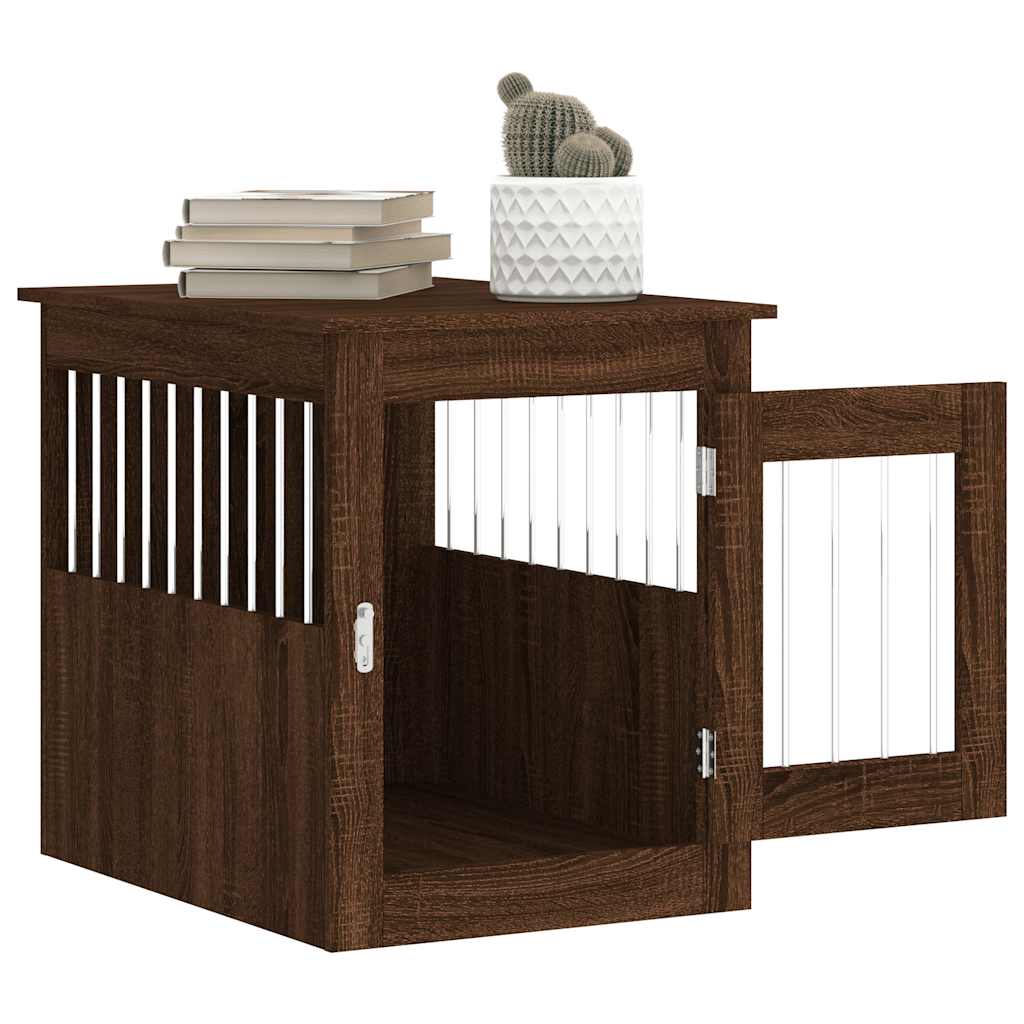 vidaXL Kojec dla psa, brązowy dąb, 55x75x65cm, materiał drewnopochodny