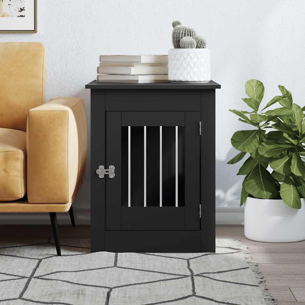 vidaXL Kojec dla psa, czarny, 55x80x68 cm, materiał drewnopochodny