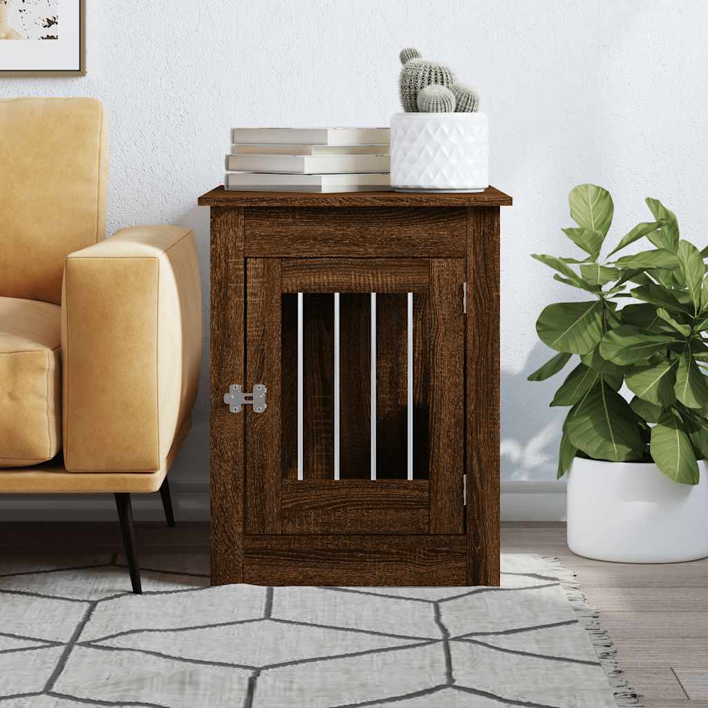 vidaXL Kojec dla psa, brązowy dąb, 55x80x68cm, materiał drewnopochodny