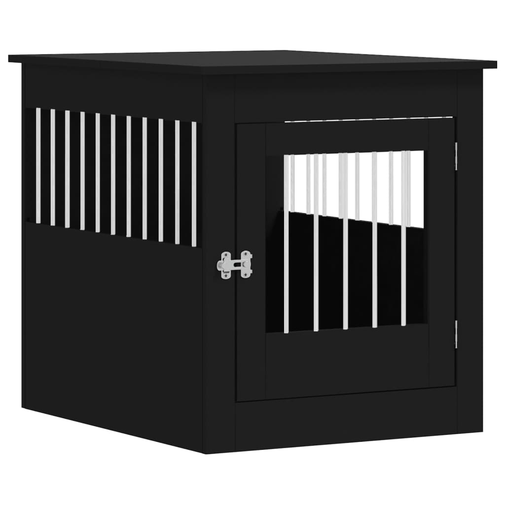 vidaXL Kojec dla psa, czarny, 64,5x80x71 cm, materiał drewnopochodny