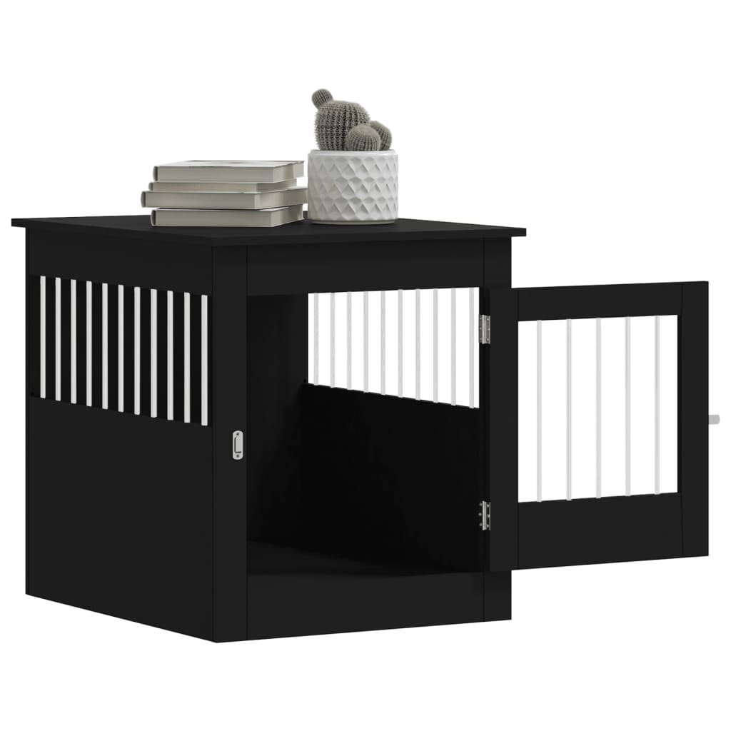 vidaXL Kojec dla psa, czarny, 64,5x80x71 cm, materiał drewnopochodny