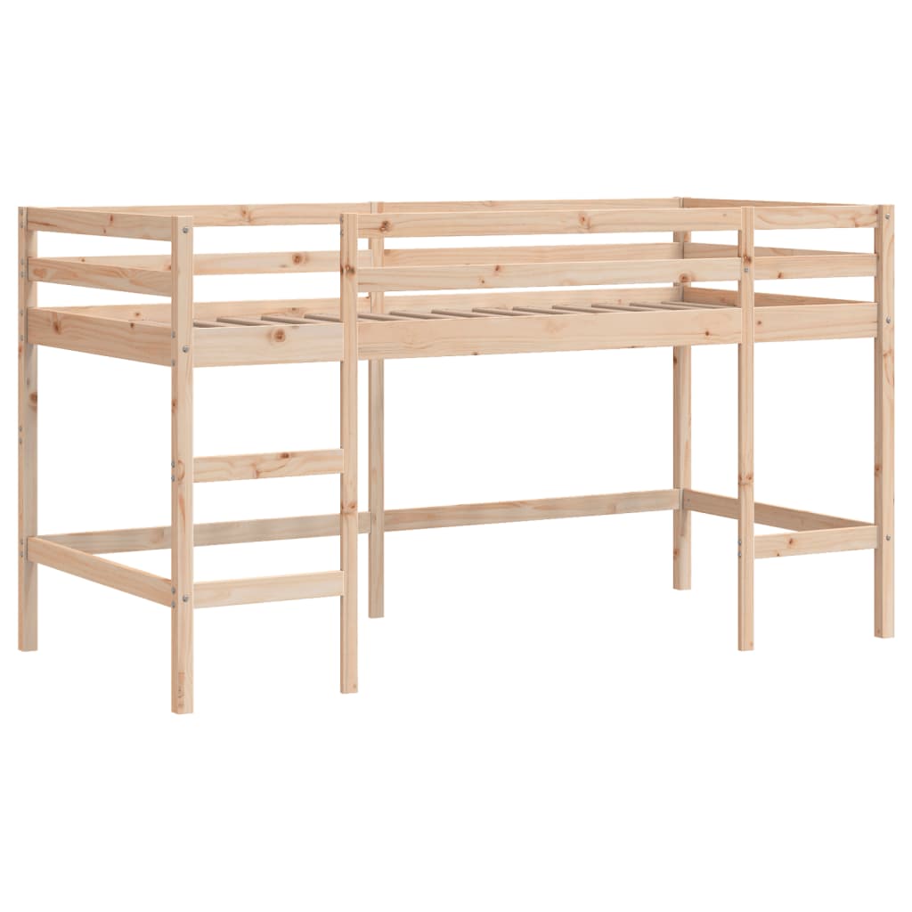 vidaXL Dziecięce łóżko na antresoli, różowe zasłonki, 80x200 cm