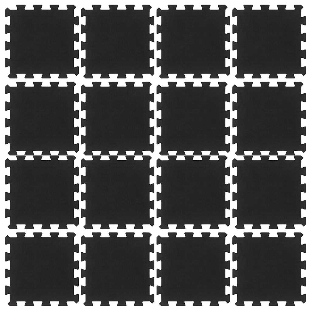 vidaXL Podłogowe maty gumowe, 16 szt., czarne, 16 mm, 30x30 cm