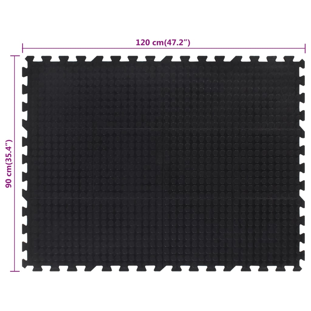 vidaXL Podłogowa mata gumowa, czarna, 12 mm, 90x120 cm