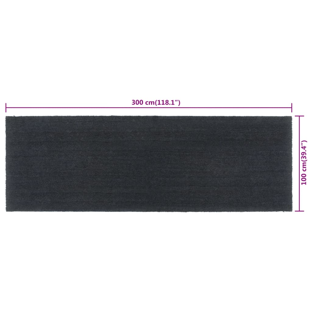 vidaXL Wycieraczka, ciemnoszara, 100x300cm, włókno kokosowe, tuftowana