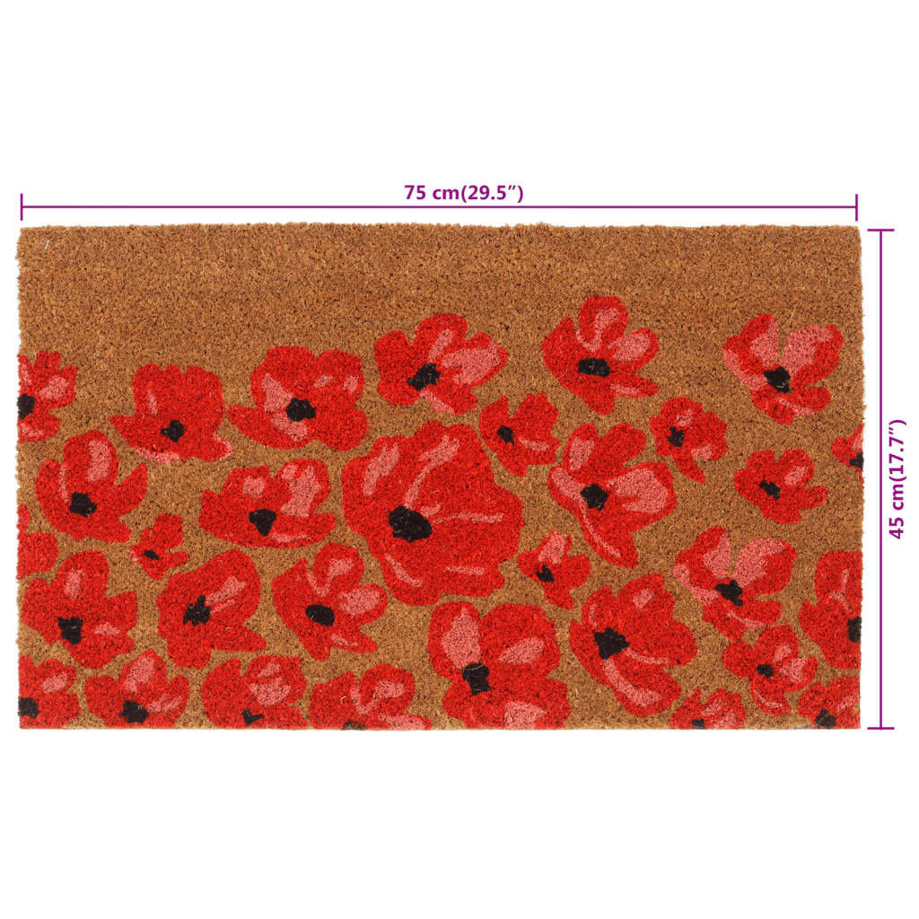 vidaXL Wycieraczka, naturalna, 45x75 cm, włókno kokosowe, tuftowana