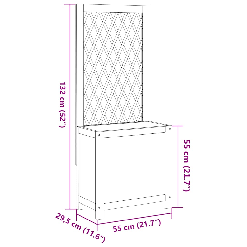 vidaXL Donica z trejażem, 55x29,5x132 cm, lite drewno akacjowe