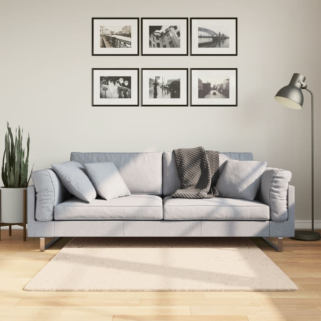 vidaXL Dywan HUARTE z krótkim włosiem, beżowy, 120x120 cm