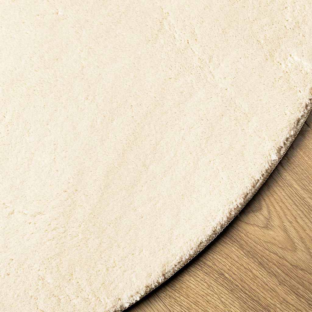 vidaXL Dywan HUARTE z krótkim włosiem, kremowy, Ø 100 cm