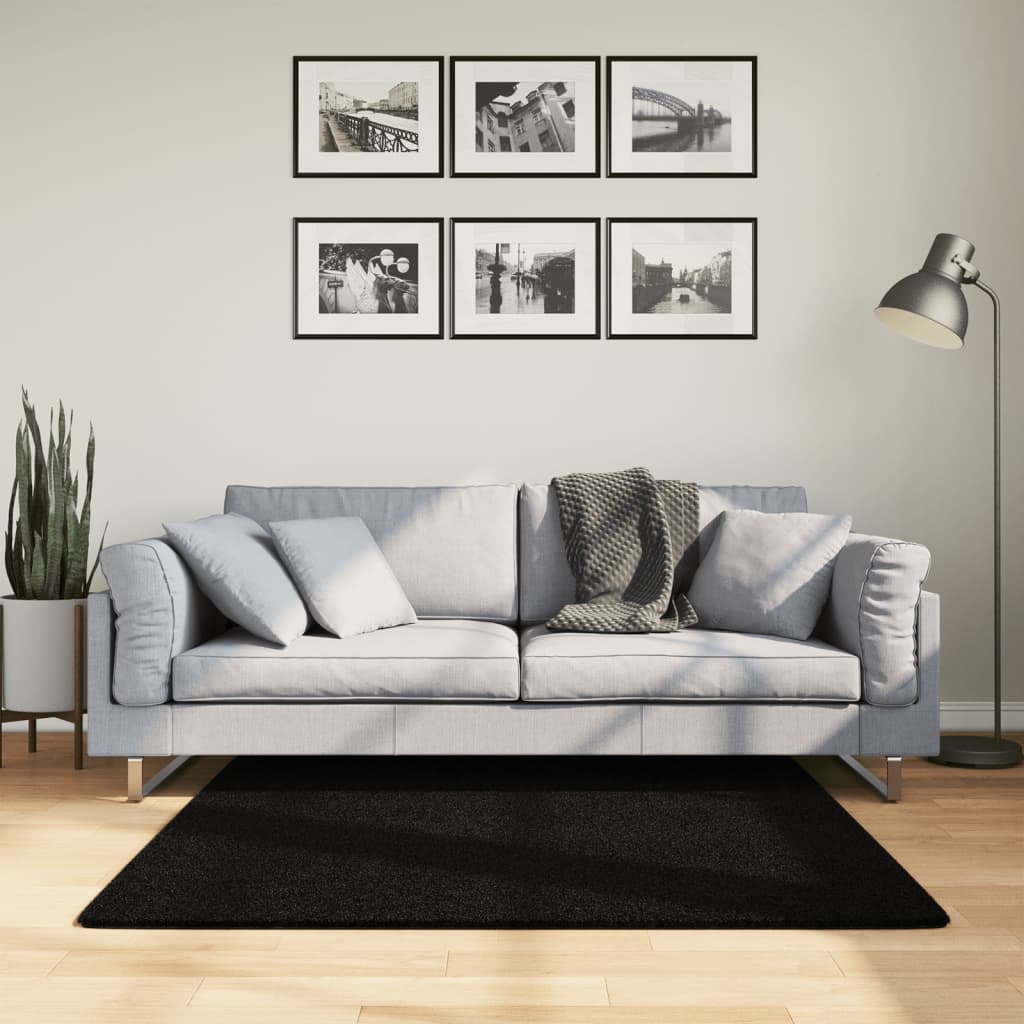 vidaXL Dywan HUARTE z krótkim włosiem, czarny, 120x120 cm