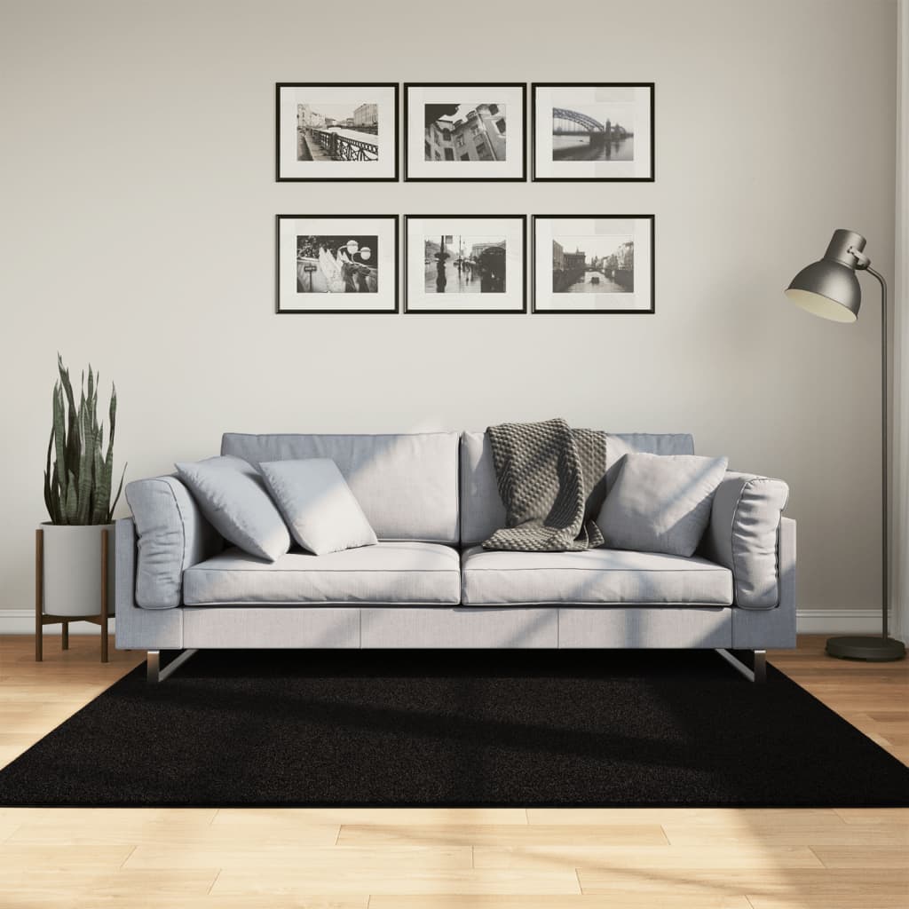 vidaXL Dywan HUARTE z krótkim włosiem, czarny, 160x160 cm