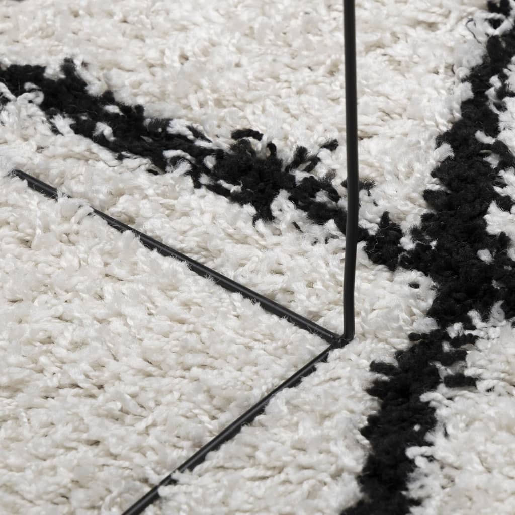 vidaXL Dywan z długim włosiem PAMPLONA, kremowo-czarny, 100x200 cm