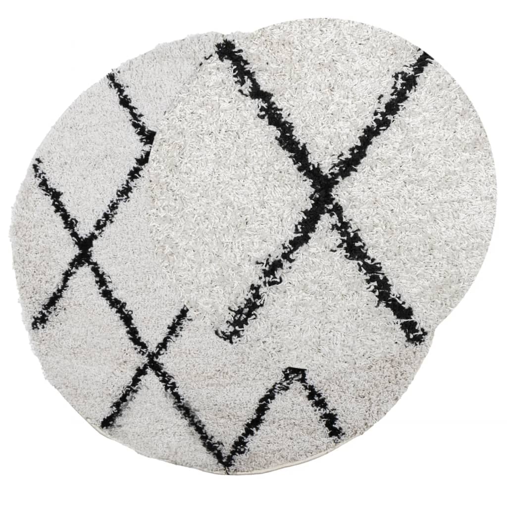 vidaXL Dywan z długim włosiem PAMPLONA, kremowo-czarny, Ø 120 cm