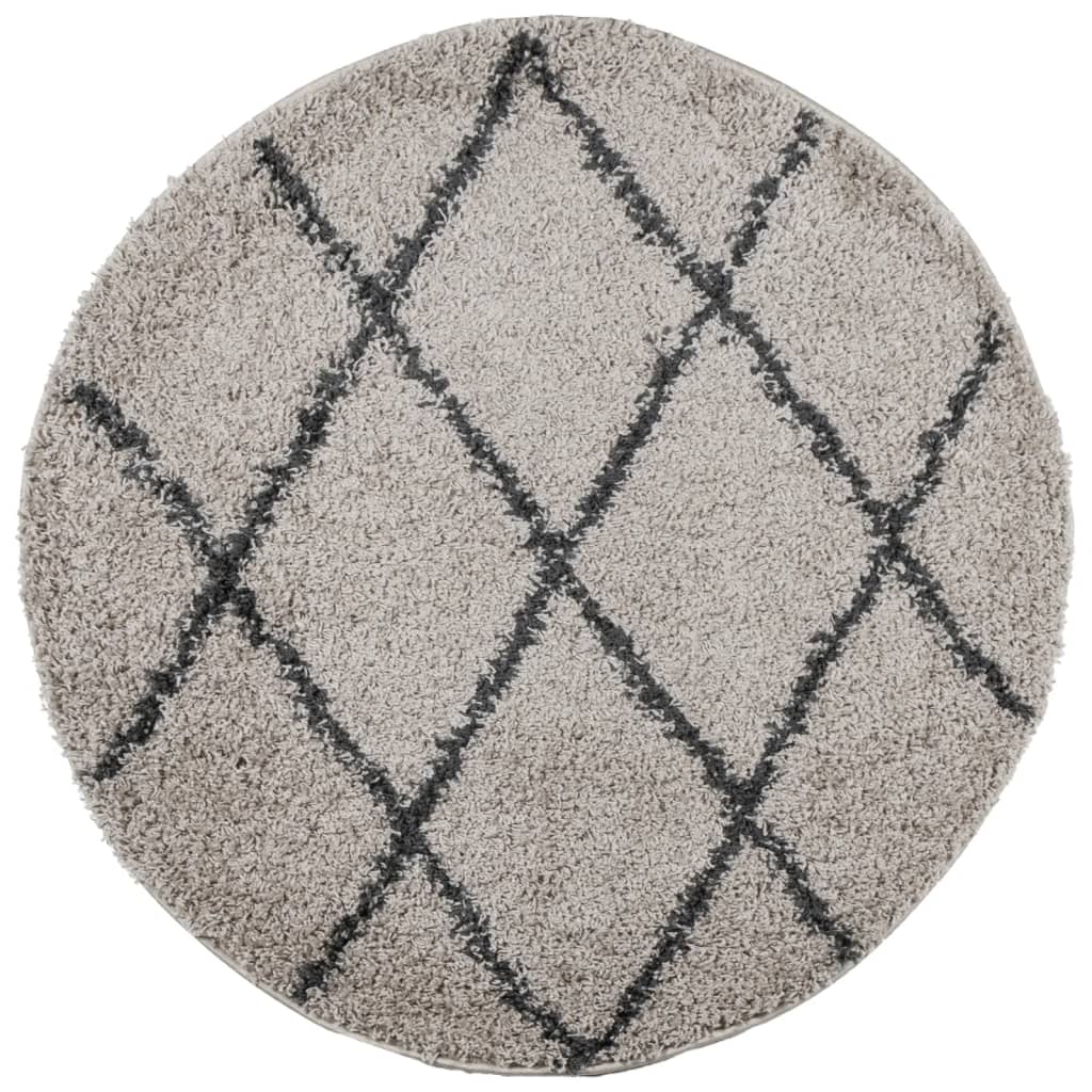 vidaXL Dywan z długim włosiem PAMPLONA, beżowo-antracytowy, Ø 80 cm
