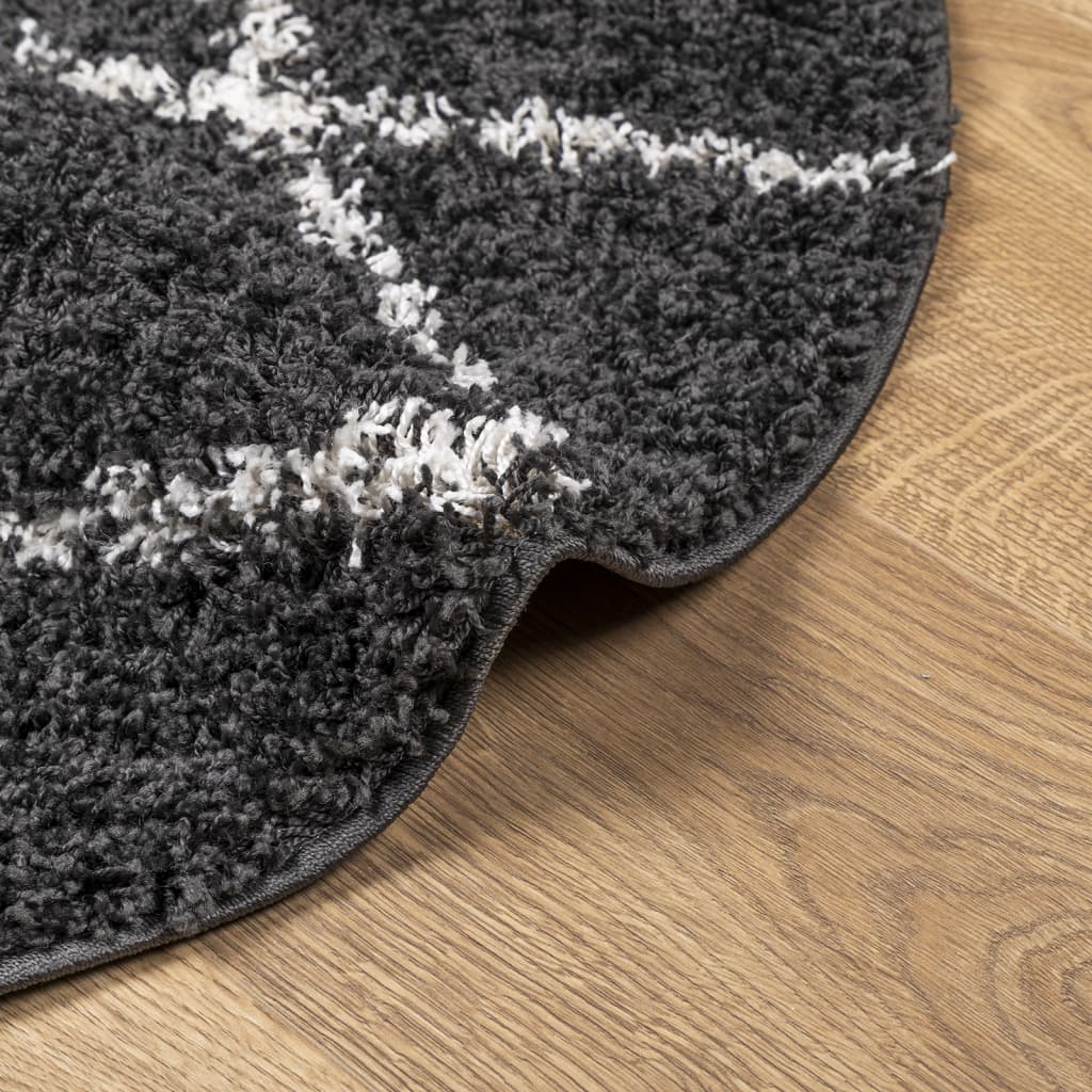 vidaXL Dywan z długim włosiem PAMPLONA, czarno-kremowy, Ø 280 cm