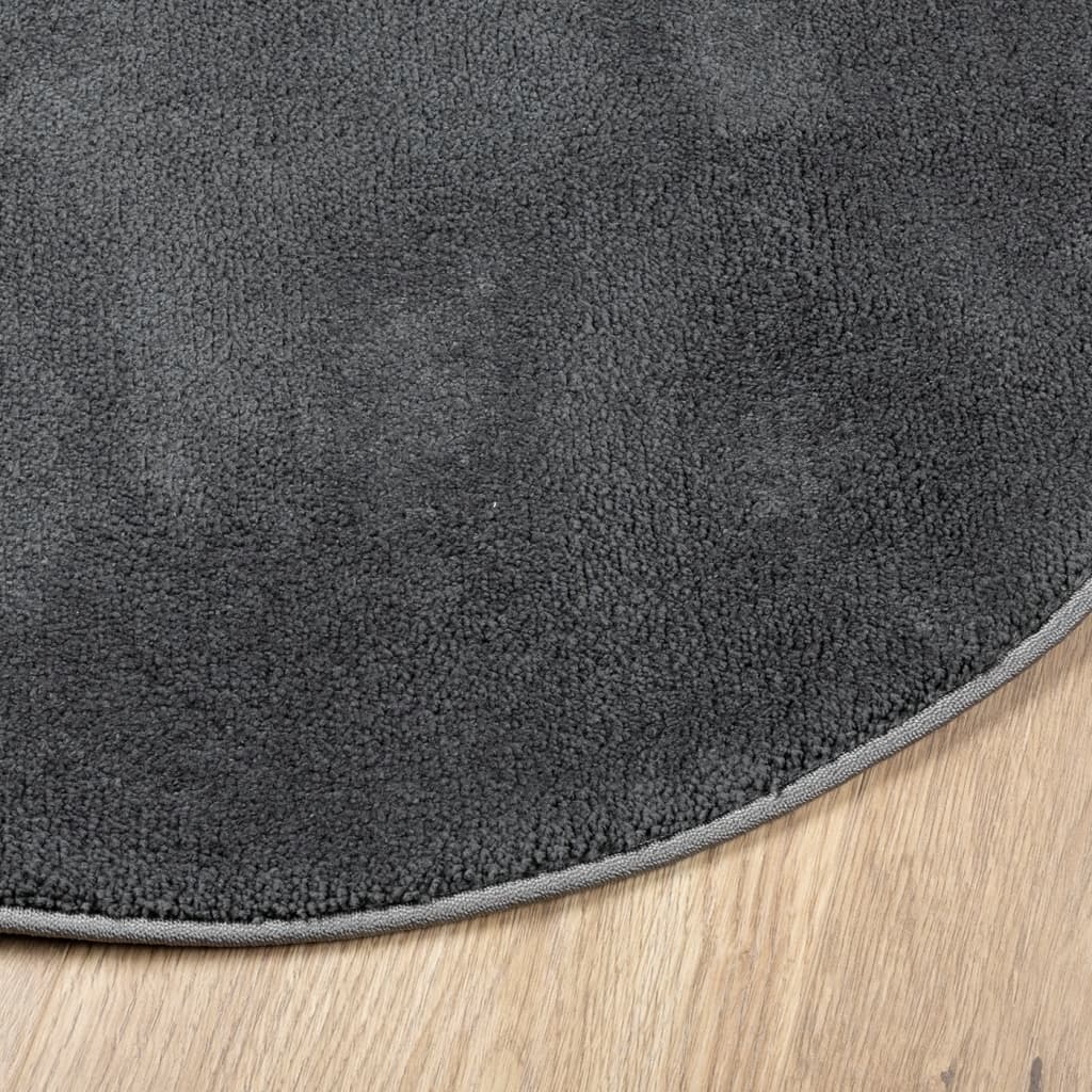 vidaXL Dywan OVIEDO z krótkim włosiem, antracytowy, Ø 120 cm