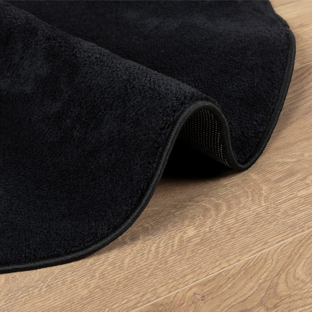 vidaXL Dywan OVIEDO z krótkim włosiem, czarny, Ø 120 cm