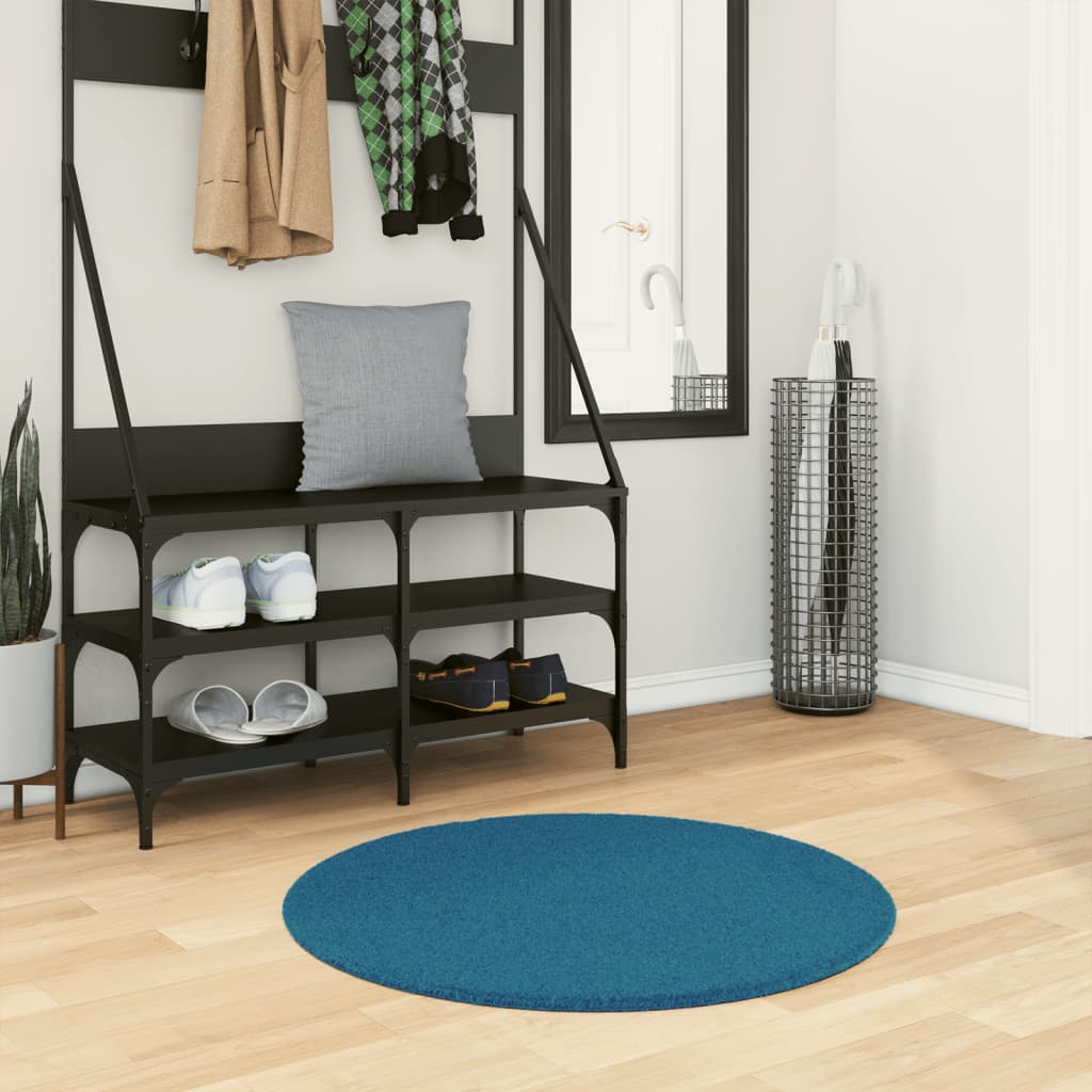 vidaXL Dywan OVIEDO z krótkim włosiem, turkusowy, Ø 80 cm