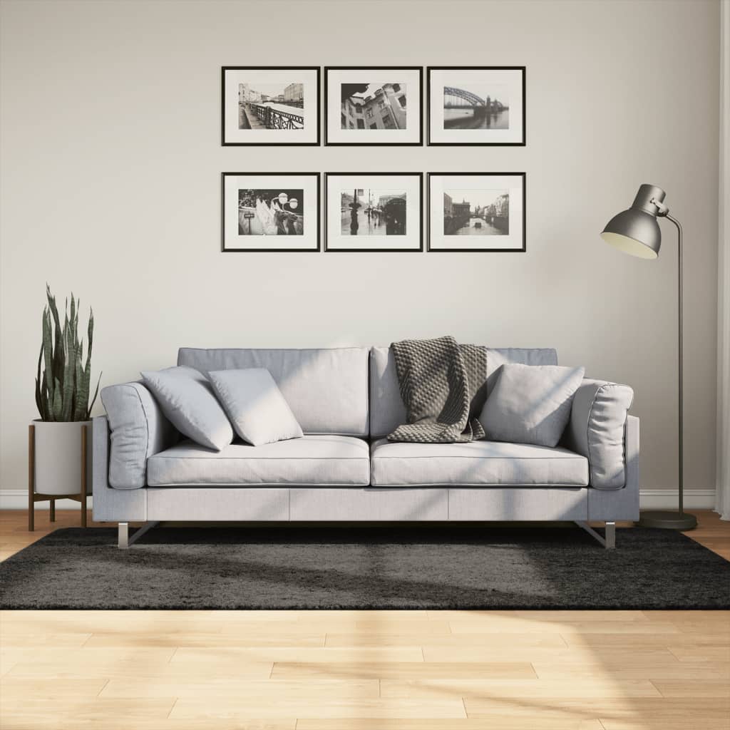 vidaXL Dywan ISTAN z długim runem, połyskujący, antracytowy 100x200 cm