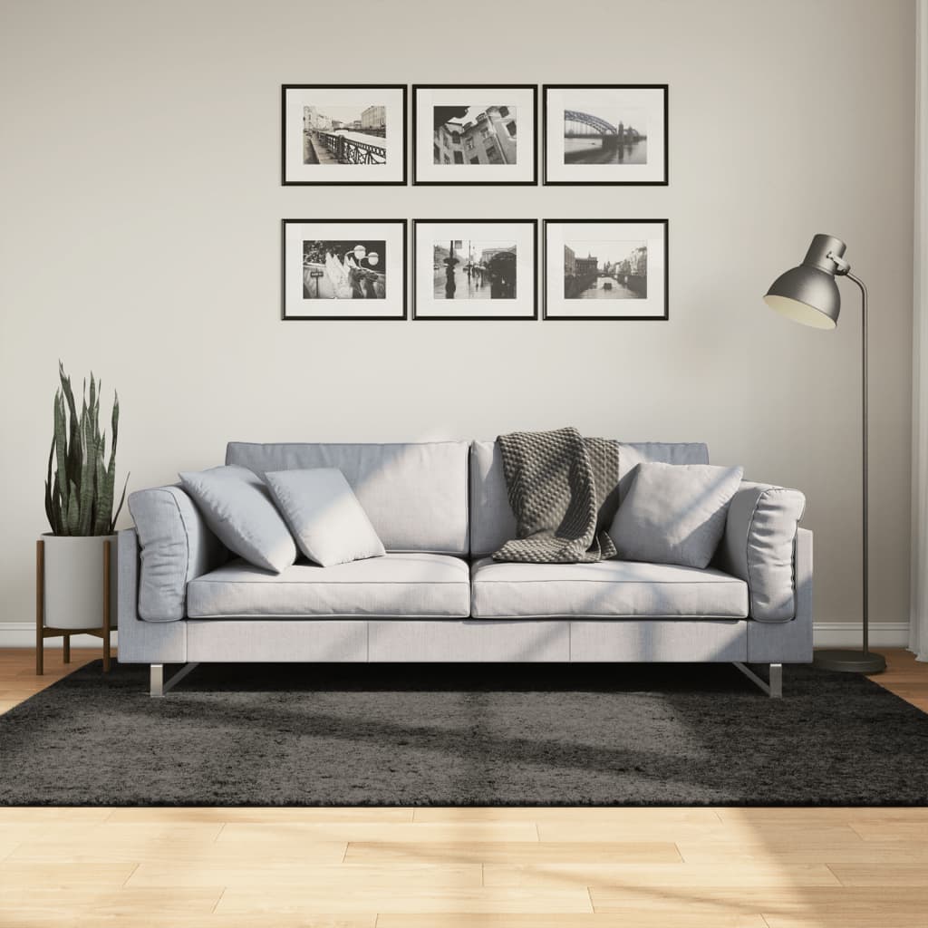 vidaXL Dywan ISTAN z długim runem, połyskujący, antracytowy 140x200 cm