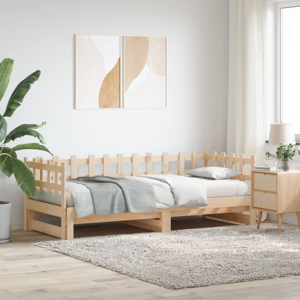vidaXL Łóżko rozsuwane, 2x(80x200) cm, lite drewno sosnowe