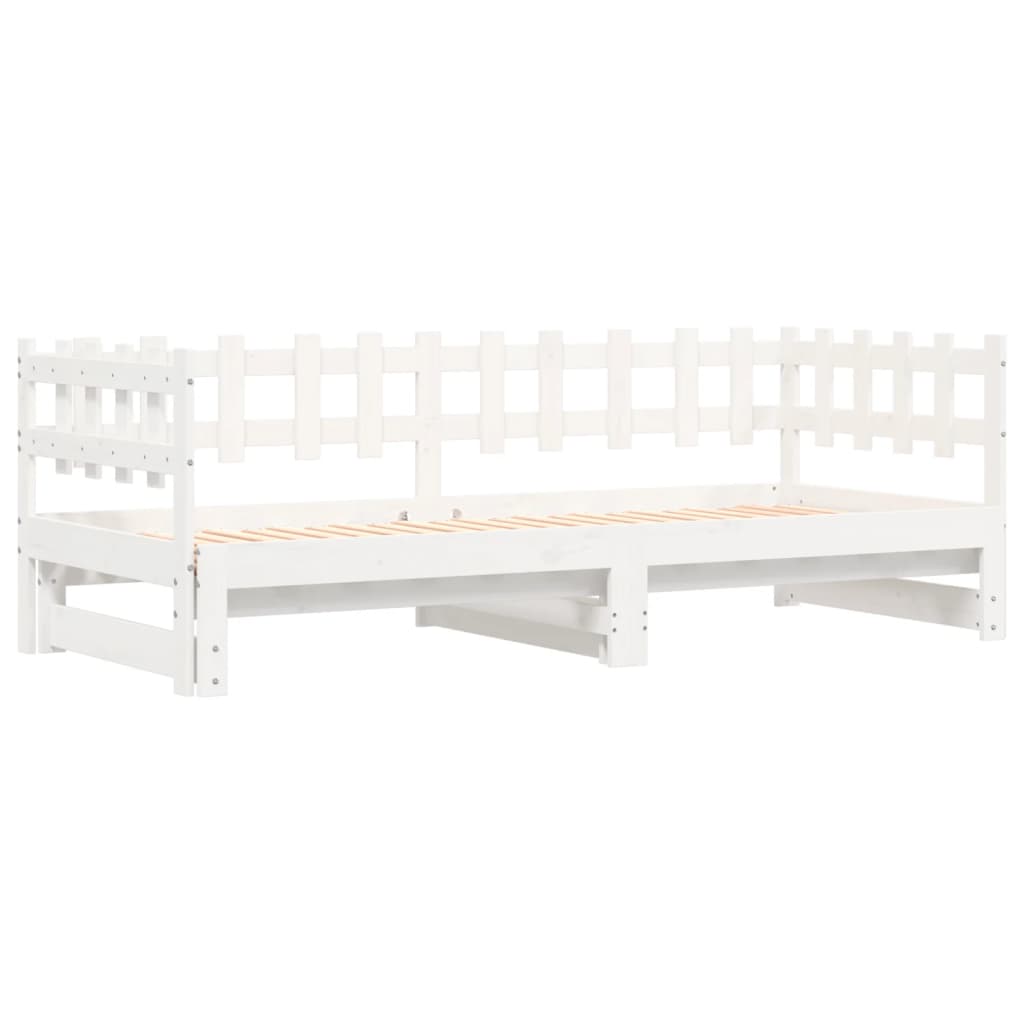 vidaXL Łóżko rozsuwane, białe, 2x(80x200) cm, lite drewno sosnowe