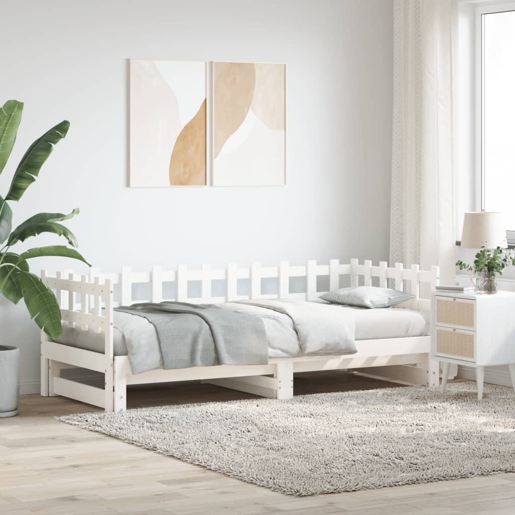vidaXL Łóżko rozsuwane, białe, 2x(80x200) cm, lite drewno sosnowe