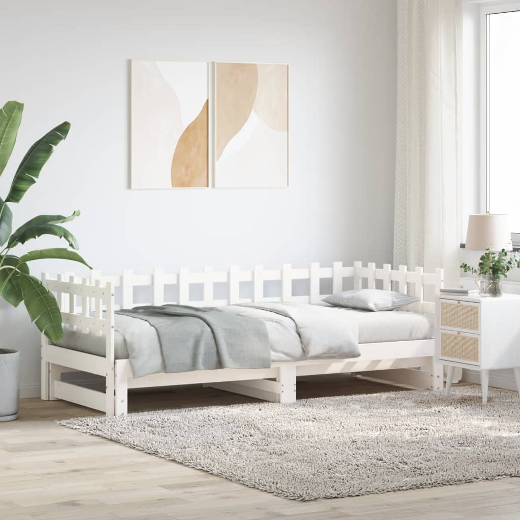 vidaXL Łóżko rozsuwane, białe, 2x(90x190) cm, lite drewno sosnowe