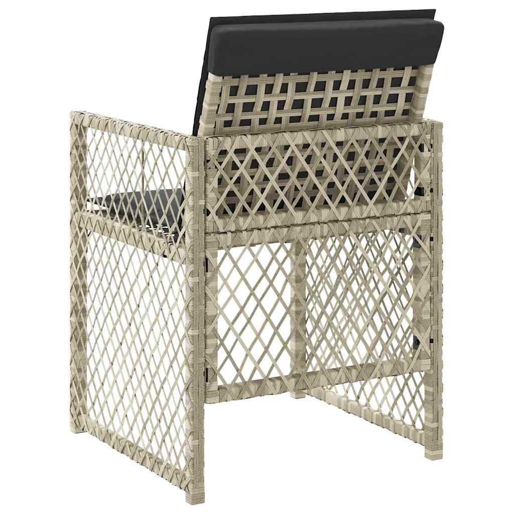 vidaXL Krzesła ogrodowe z poduszkami, 4 szt., jasnoszare, polirattan