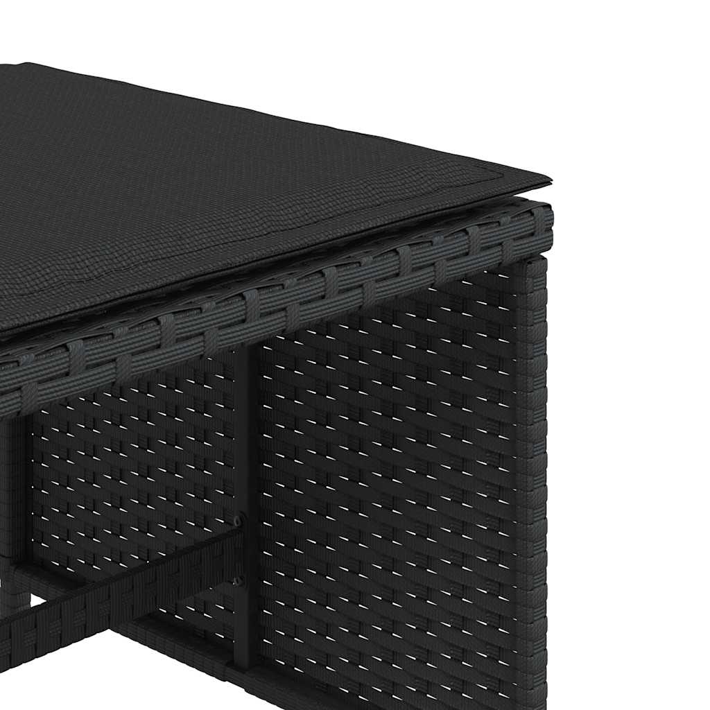 vidaXL Stołki ogrodowe z poduszkami, 4 szt., czarne, 41x41x36 cm