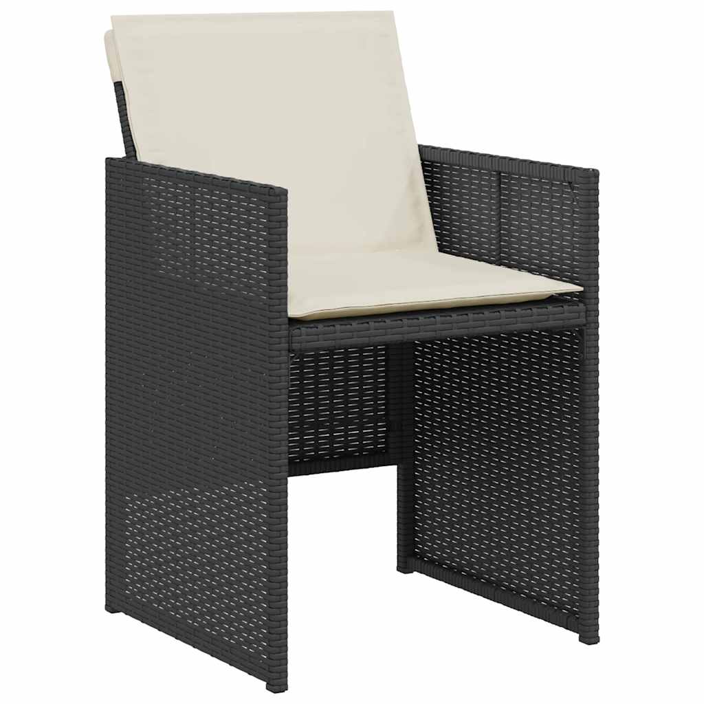 vidaXL 3-cz. zestaw mebli bistro z poduszkami, czarny, polirattan