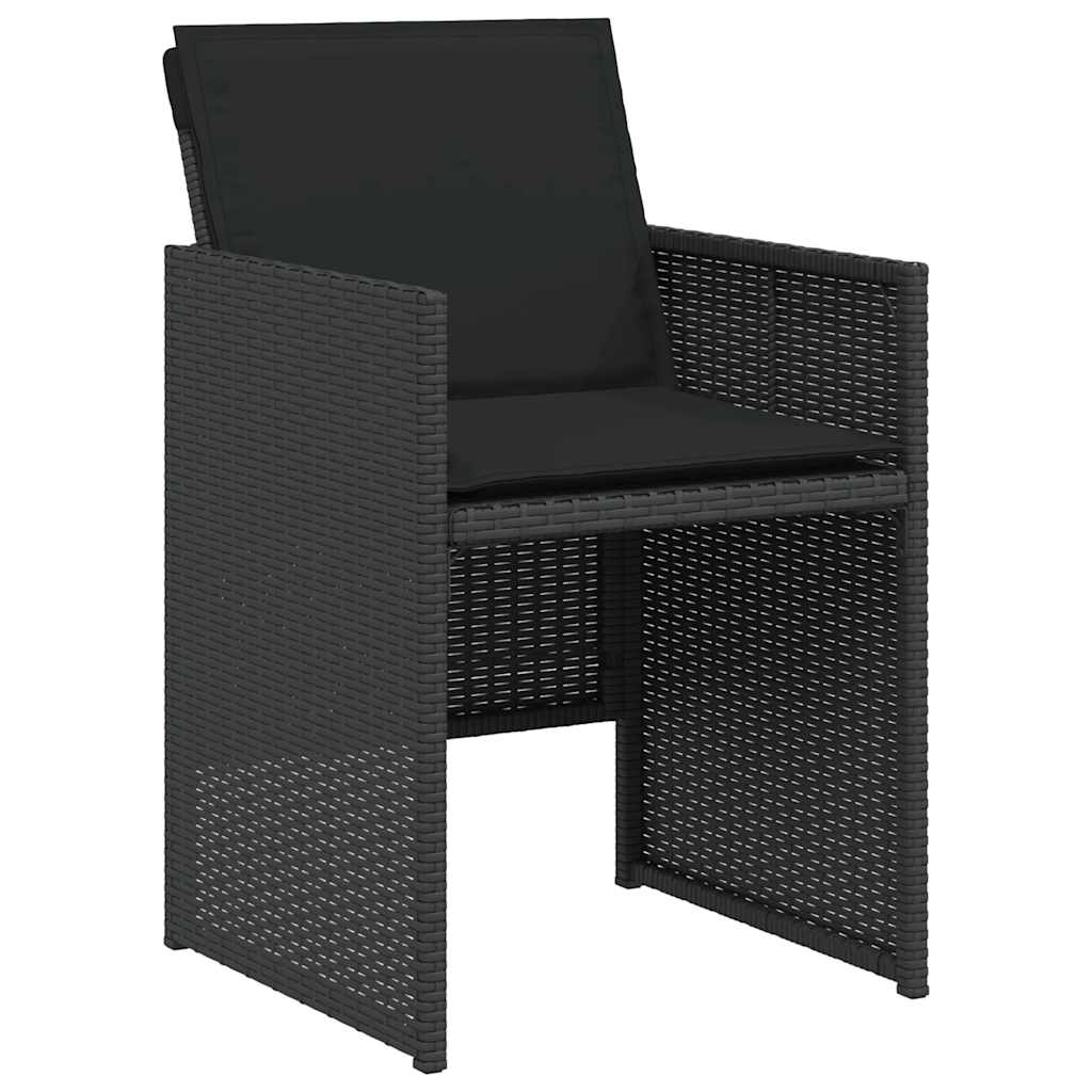 vidaXL 3-cz. zestaw mebli bistro z poduszkami, czarny, polirattan