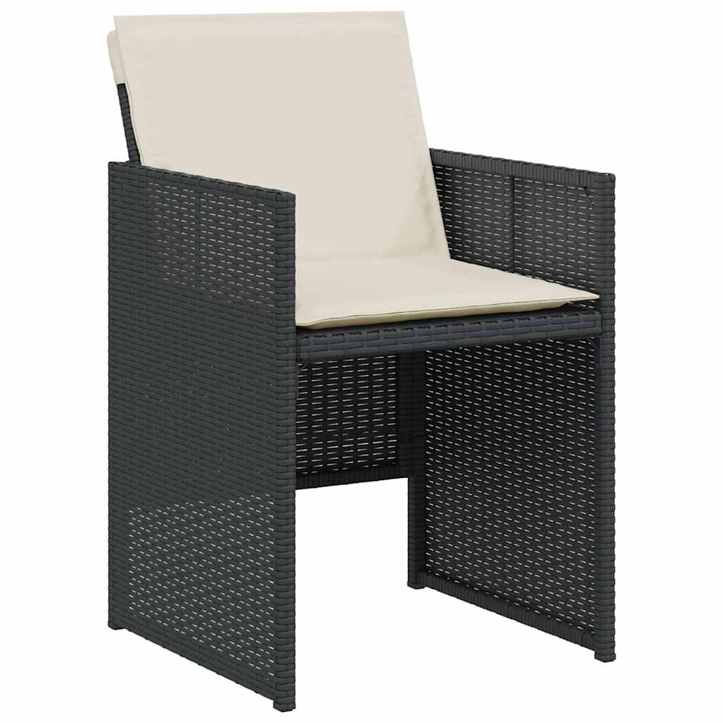 vidaXL 3-cz. zestaw mebli bistro z poduszkami, czarny, polirattan