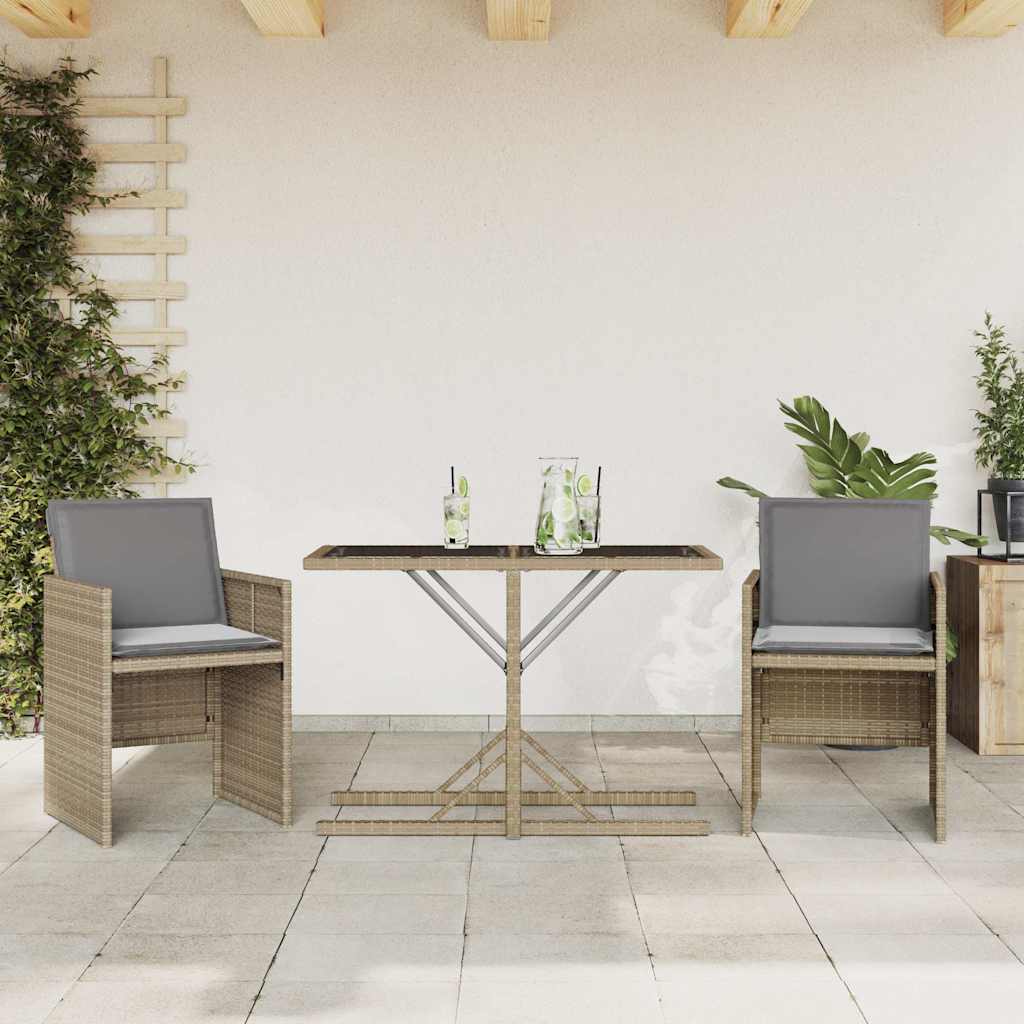vidaXL 3-cz. zestaw mebli bistro z poduszkami, mieszany beż, rattan PE
